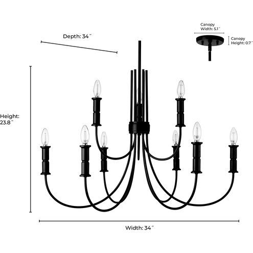 Potiss 9 Light 34 inch Polished Nickel Chandelier Ceiling Light